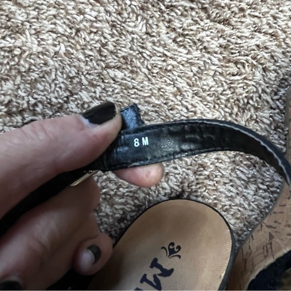 Mudd Black Lattice Slingback Cork Wedges Platform Heels Size 8 - Picture 8 of 9